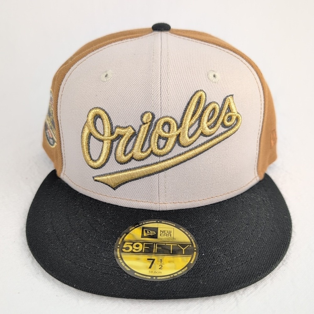 NEW ERA 5950 59FIFTY FITTED HAT BALTIMORE ORIOLES CAP SIDE PATCH SZ 7-1/2